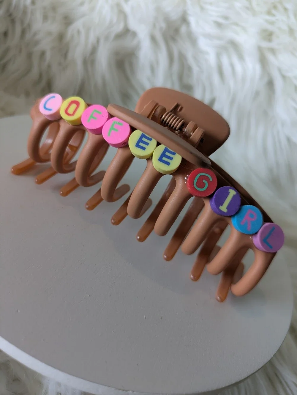 Coffee Girl Hair Clip Claw Style Handcrafted | NWT